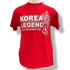 Vintage 2014 FIFA KOREA Legend Soccer Red T Shirt Men's MEDIUM